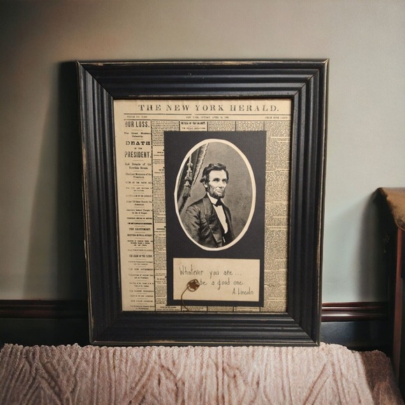 Artist Signed Aged Reproduction Lincoln Assasination Newspaper Cover Page - Picture 1 of 10